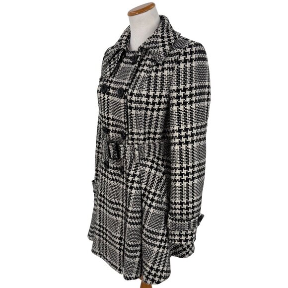 Vintage 90s Y2K Victorias Secret Black White Houndstooth Double Breasted Peacoat - Picture 6 of 16